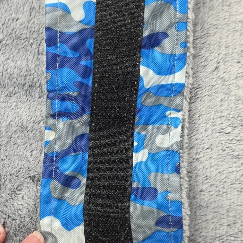 Top Paw Blue and Gray Camouflage Large Dog Coat Reflective Furry Lined Hook&Loop